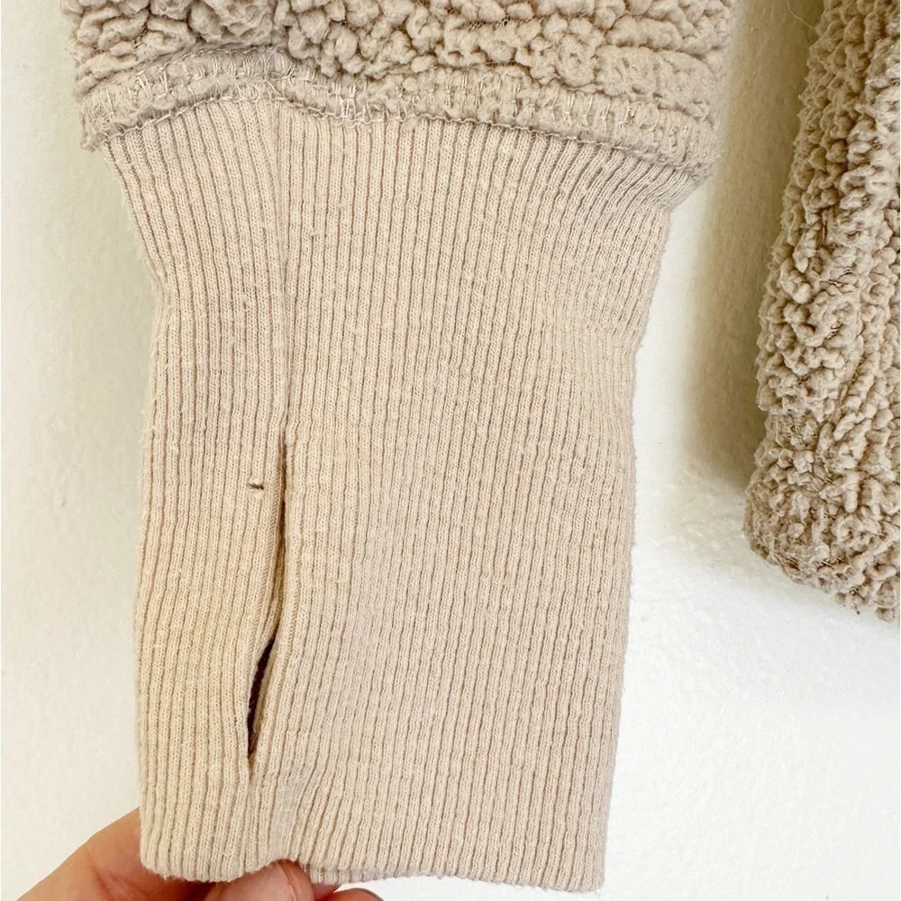 AERIE Offline Cream Tan Sherpa Fleece Quarter Zip Pullover XS - Picture 7 of 7
